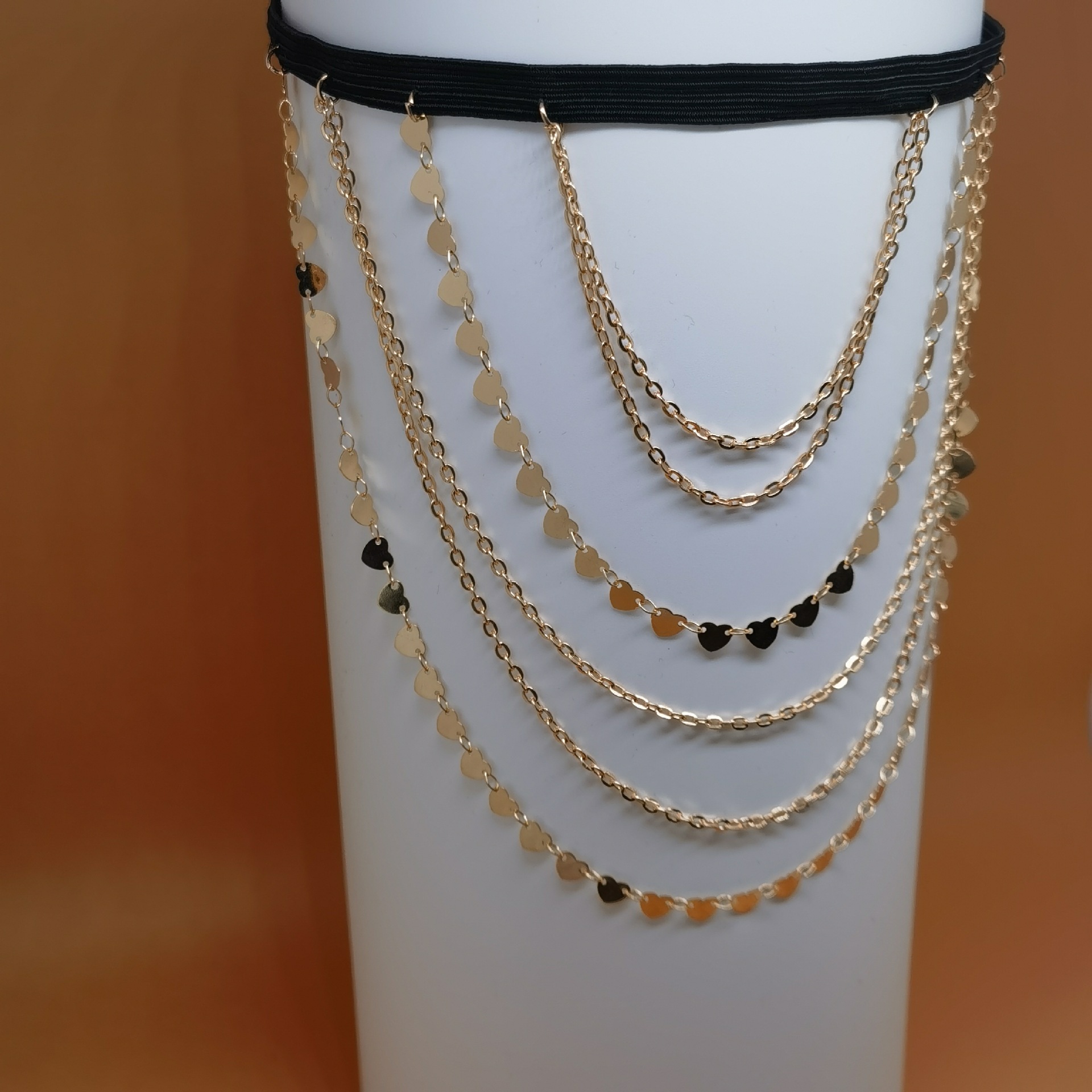 Europe and the United States cross-border jewelry sexy flash diamond elastic belt thigh chain women's personality sweet cool pearl chain beach leg ornaments