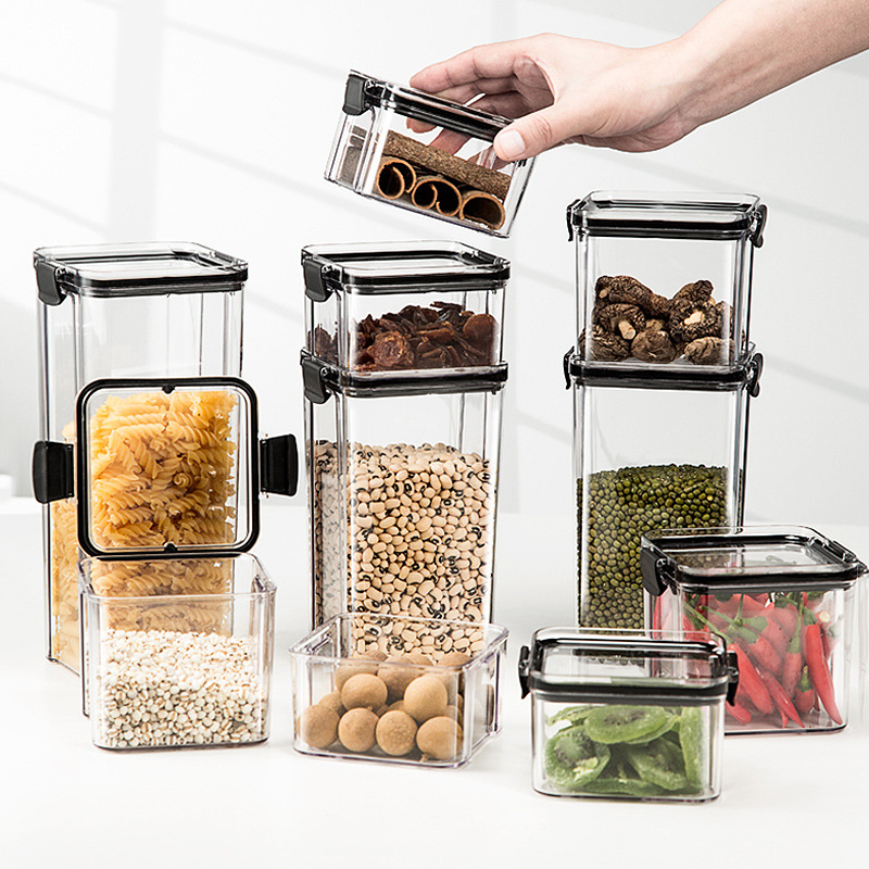 Sealed Jar Grain Kitchen Storage Food Grade Transparent Plastic Jar Box Snacks Dry Tea Storage Jar