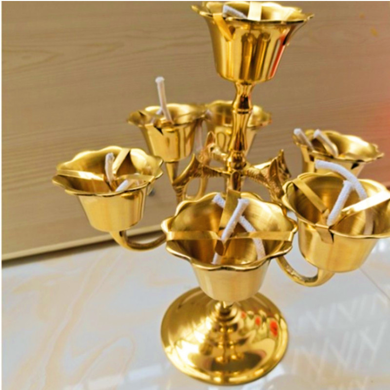 Лампа из латуни с семью звездами для вечной лампы, подставка для семизвездной масляной лампы, оптовая продажа