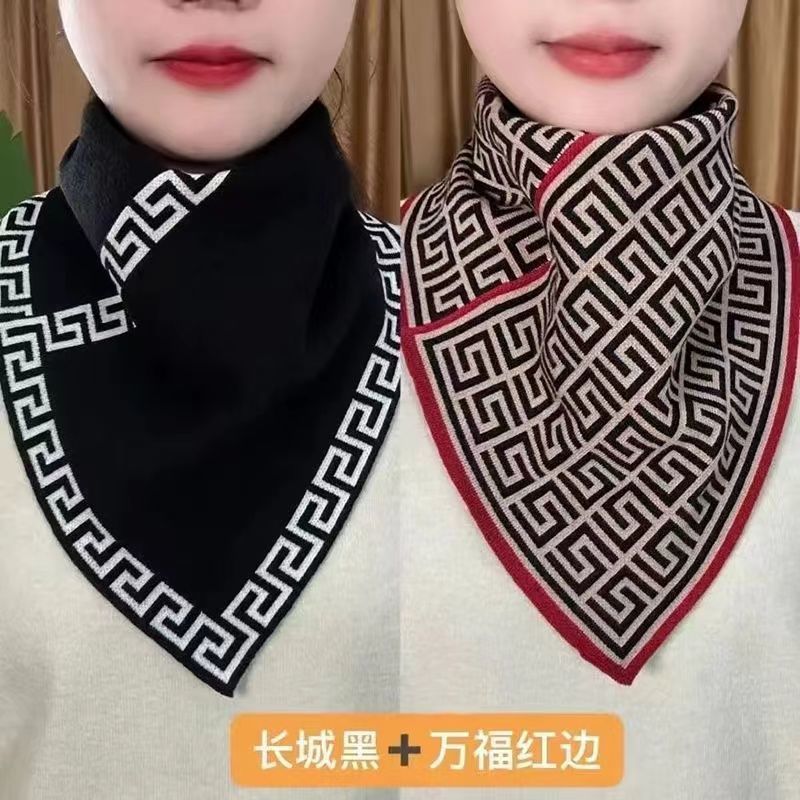 Houndstooth Scarf Knitted Scarf Warm Neck Protection False Collar Convenient Pullover Neck Sleeve Lazy Scarf Universal Triangle Towel