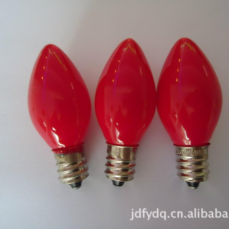 Youyi 220Vc7 Small Red Bubble Steel-Head Candle Red Light Bulb Glass Tungsten Filament Please Order in Multiples of 50 Per Box