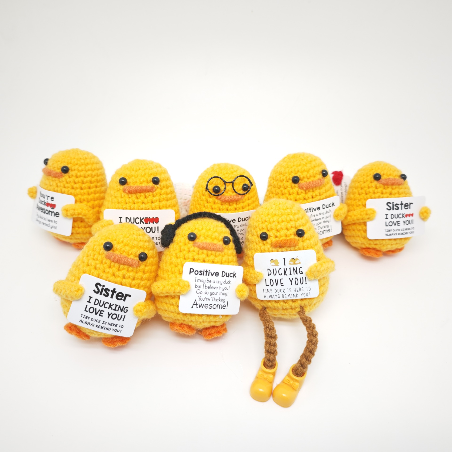 Кросс-бордерная популярная кукла утки с ручной вязкой, забавное выражение, милые висячие украшения