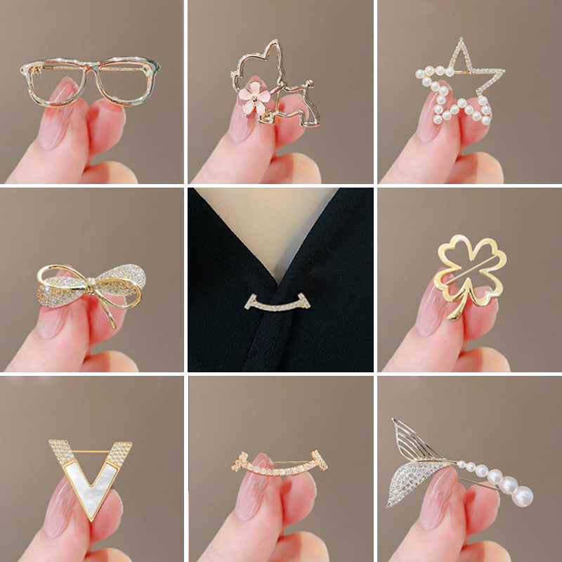 Small Brooch, Bow, Anti-Exposure Brooch, High-End Chest, Seam-Free Shirt, Anti-Exposure Button, Versatile Pin Wholesale
