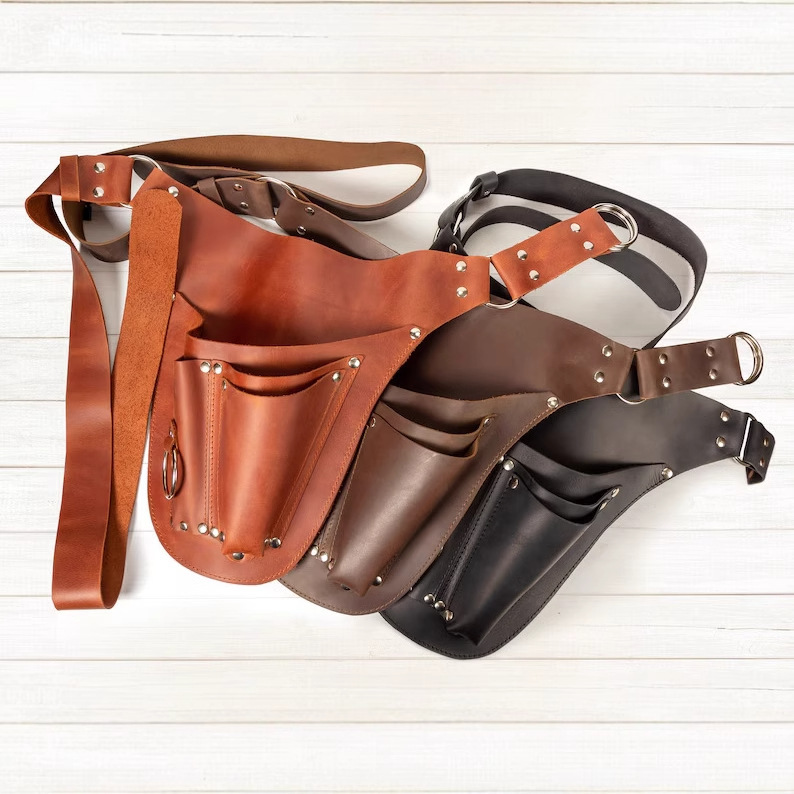 Cross-border Multi-functional Outdoor Garden Tools Storage Bag Gardener Portable Waist Satchel PU Leather Multi-pocket Storage Bag
