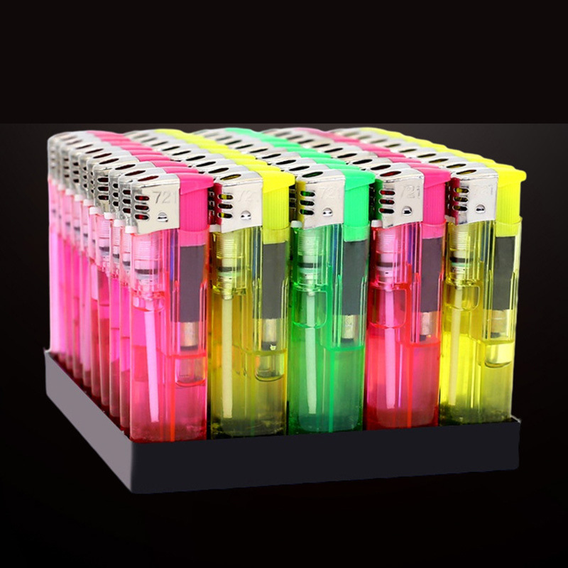 Disposable Lighter 721 Transparent Wholesale Plastic Digital Open Flame Lighter Standard Supermarket Household Manufacturer Free Shipping