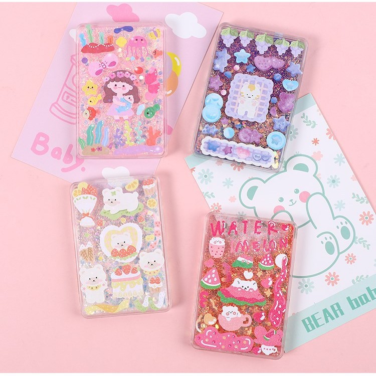 Акриловый набор жидкого песка Гука, прозрачная карточная кирпичная игра с наклейками для детей