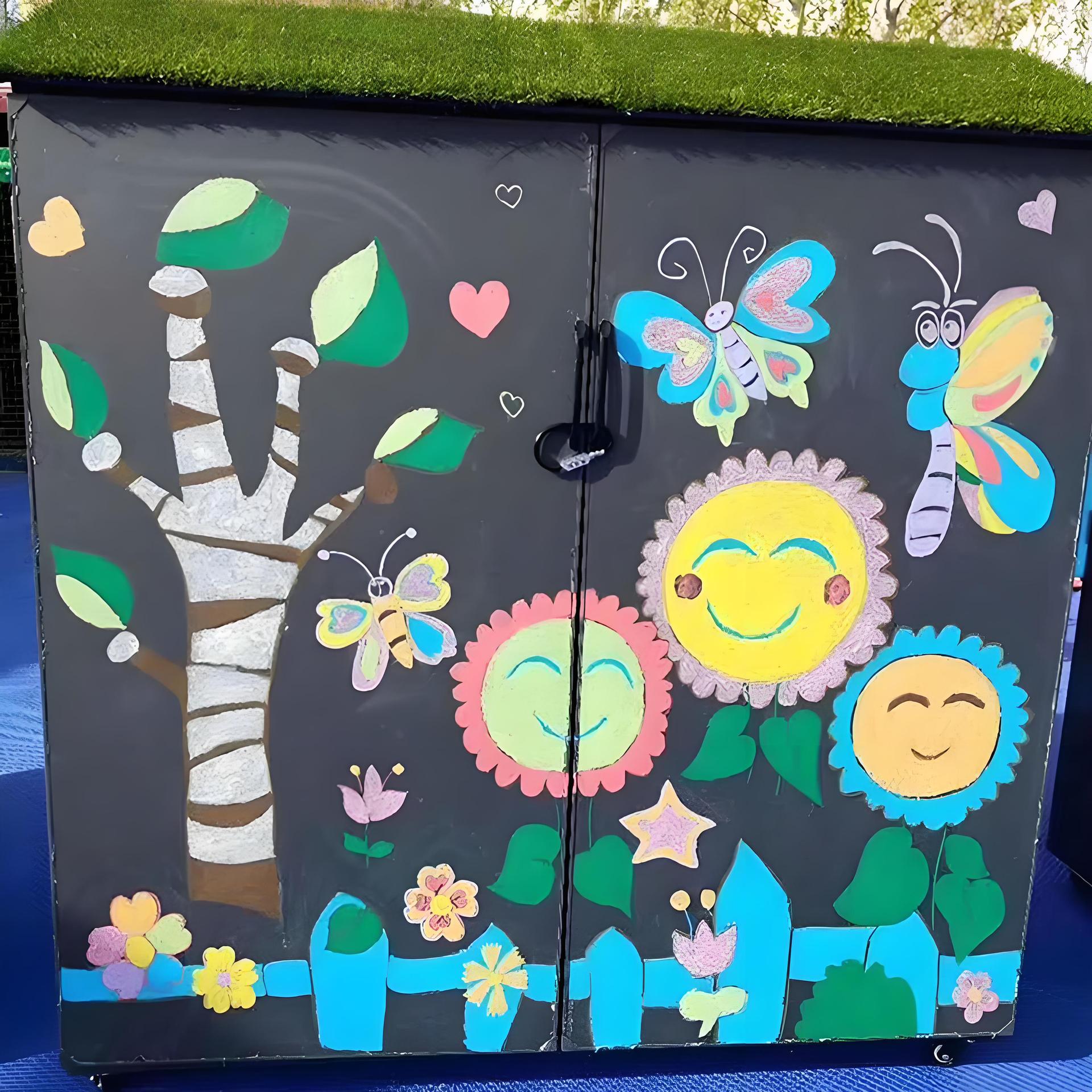 Kindergarten Outdoor Graffiti Cabinet Toy Storage Cabinet Outdoor Toy Storage Graffiti Rust-proof Rainproof Dome Graffiti Cabinet