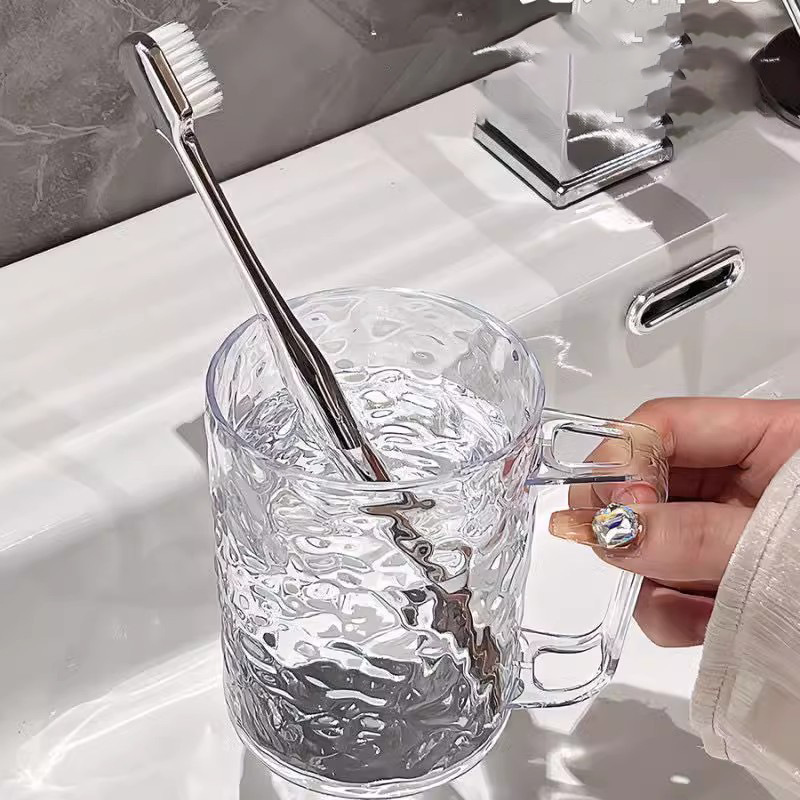 Glacier Pattern Mouthwash Cup Transparent Toothbrush Cup Light Luxury Household Wash Cup High Beauty Value Couple Brush Cup Children's Tooth Cup