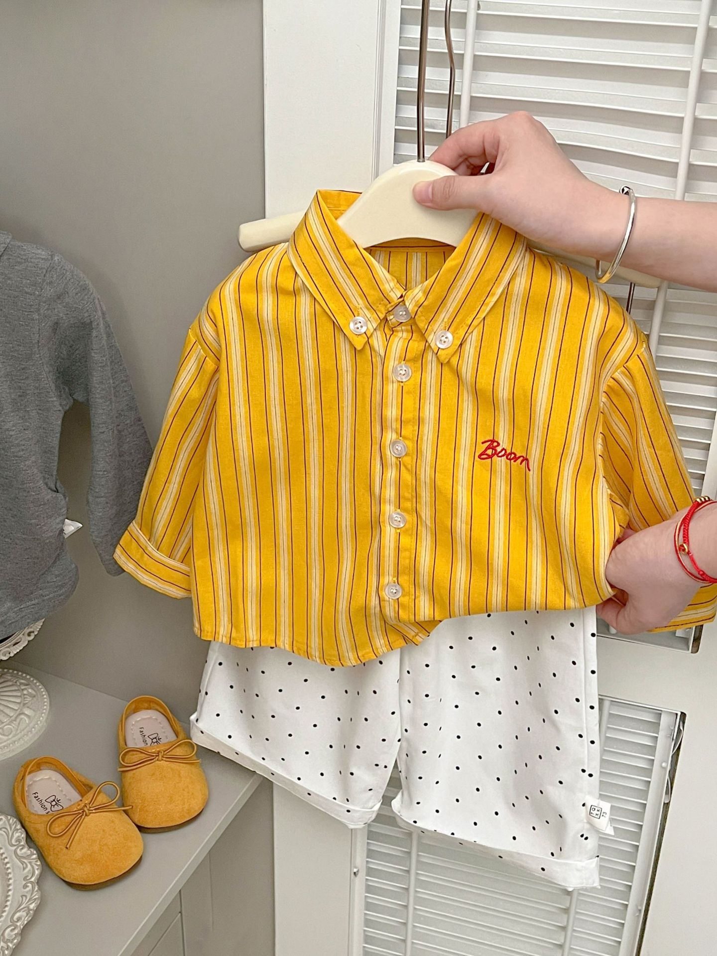 Girls' Fashionable Striped Shirt Jacket for Autumn 2025 Spring New Baby Stylish Versatile Long-Sleeve Top