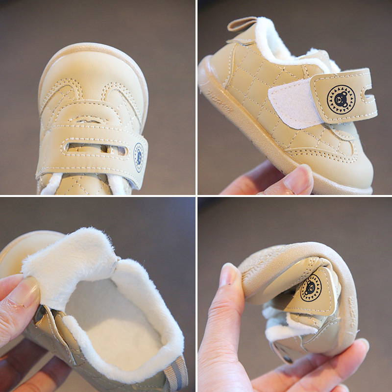 Fall/winter new baby shoes non-slip infant toddler shoes short velvet kick children hook and loop cotton shoes a generation of hair