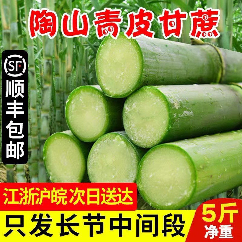 Sf сахарный тростник Таошань, зеленокожий сахарный тростник, свежий фрукт для беременных, сезонный фрукт, свежесрезанный 2.5кг, хрустящий сладкий тростник