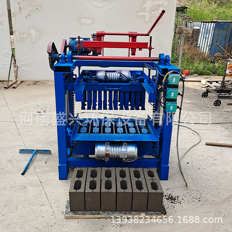 Hydraulic non-burning brick machine mobile concrete block cushion block paving brick machine semi-automatic cement hollow brick making machine