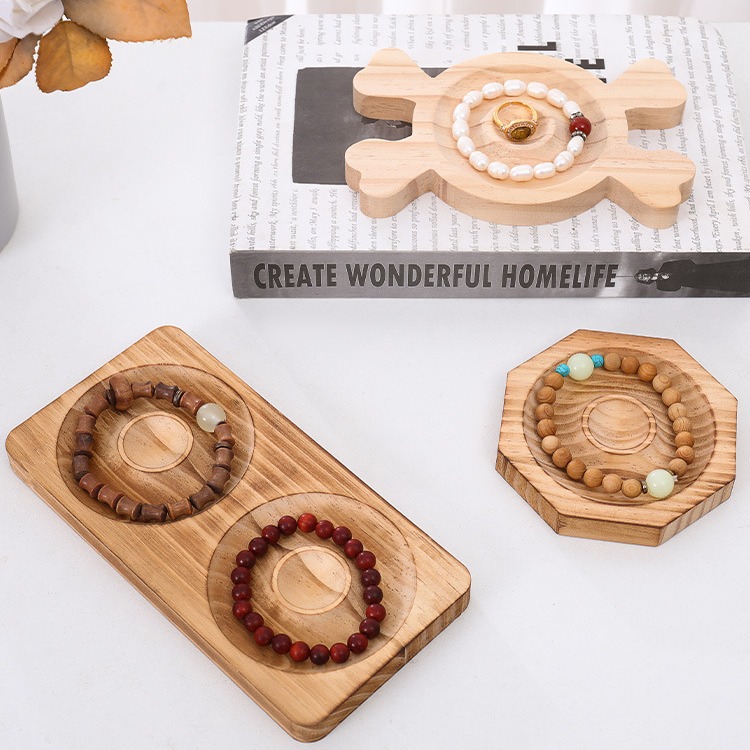 Cross-border solid wood bracelet plate jewelry display plate beaded swing display plate jewelry bracelet bracelet display wooden pallet