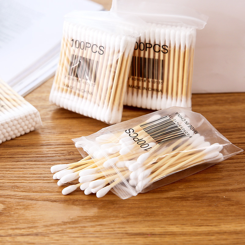 Cotton swab Ear-pulling Makeup Wooden swab Wooden swab Ear-digging Multifunctional Double-headed swab Stick Disposable Cleaning swab
