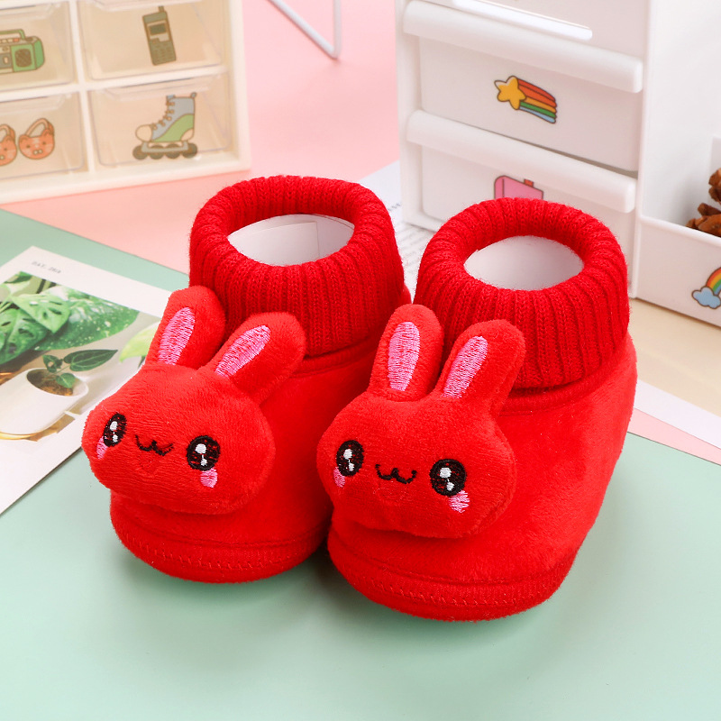 Winter Baby Shoes 3 to 12 Months Soft-Soled Toddler Shoes That Do Not Fall Off When Toddlers, Winter Velvet Thickeneded Cotton Shoes