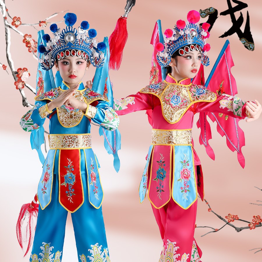 Костюм для детского пекинского оперного выступления для Му Гуиинь и Хуа Мулан