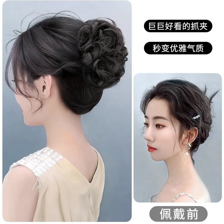 Factory wholesale grab clip ball head fluffy wig hair accessories lazy hair curler flower corn high temperature silk hair ring