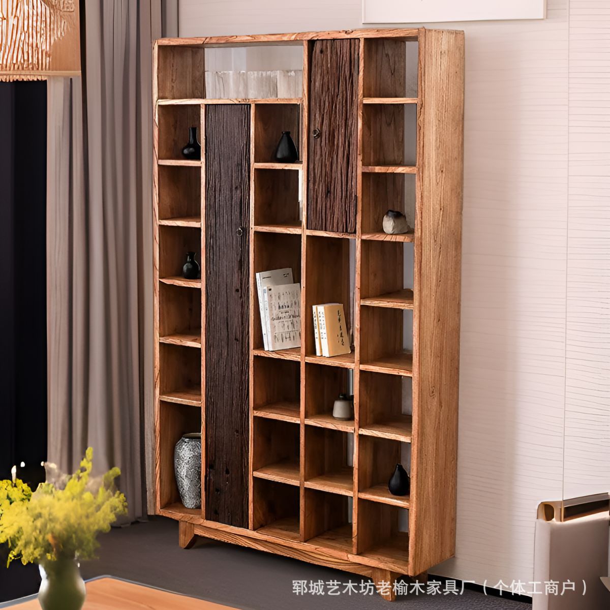 Quiet Style Old Elm Wooden Ancient Rack Chinese-style Home Entrance Living Room Tea Set Hand-made Ancient Rack Small Multi-layer Rack