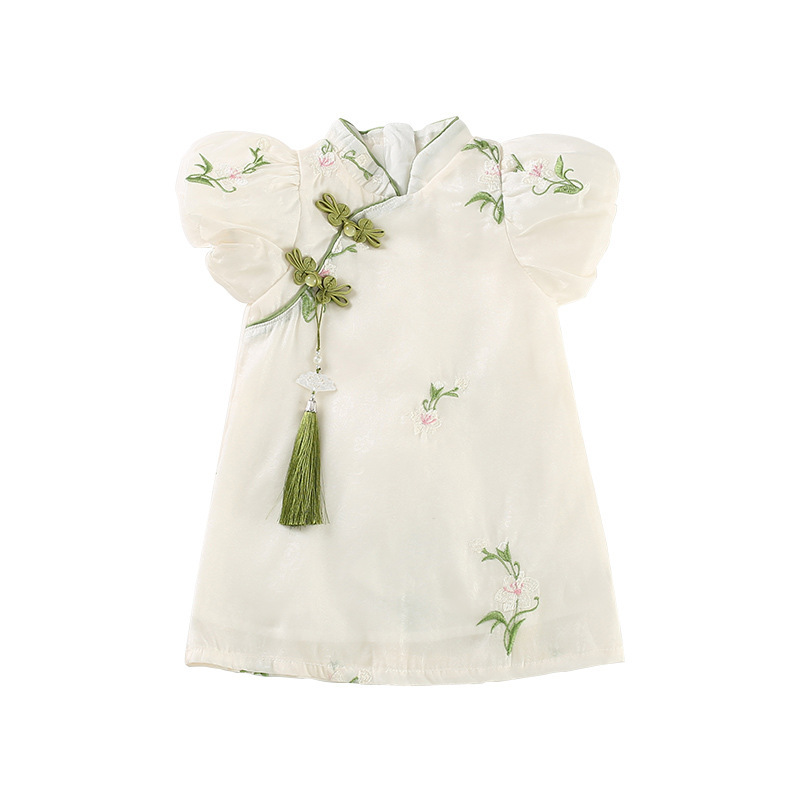 Girls New Chinese Cheongsam dress 2025 Summer New Children's Antique Super Fairy Skirt Tassel Princess Skirt