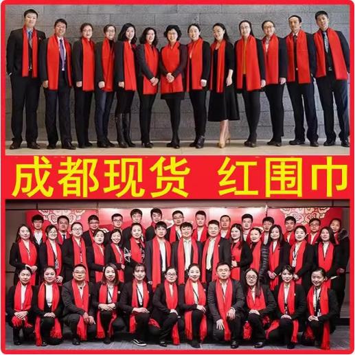 Red Scarf Annual Meeting Opening Class Reunion Scarf Logo Embroider Printing Pattern Chinese Red Scarf