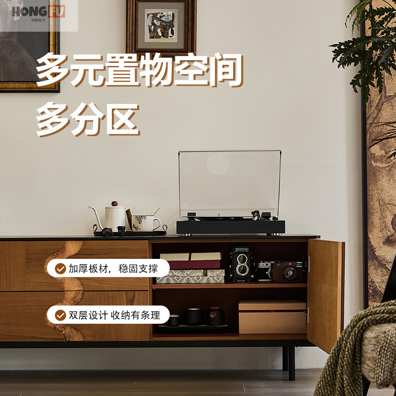 Medieval Solid Wood Teak Tv Cabinet French Living Room High Style Song Style Aesthetic Small Apartment Living Room Video Cabinet Combination Cabinet