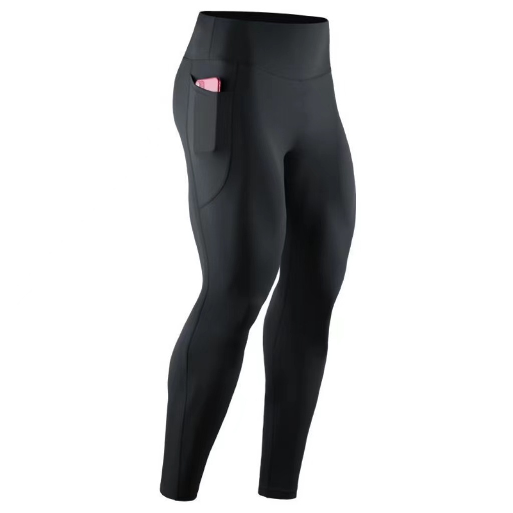 Men's Velvet Shark Pants Sports Yoga Pants Marathon Compression High-Waisted Pants Track and Field Flap Pocket Pants Breathable High-Elastic Pants