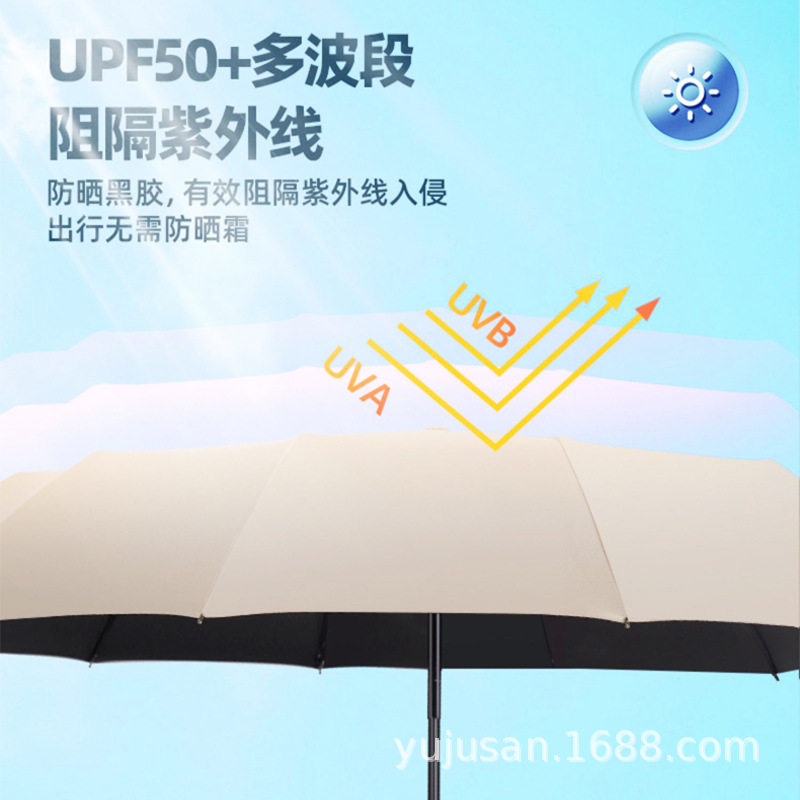 Fully Automatic Buckle Umbrella for Women and Men, Sun Protection Umbrella, Anti-Uv, Rain or Shine, Fixed Printed Logo