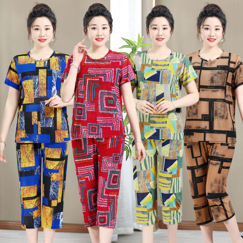 Пижамы для мамы, летняя одежда для пожилых женщин, костюм с коротким рукавом для бабушки