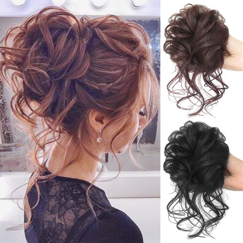 European and American Foreign Trade Wig Ring Fashion Hair Bun Bun Fluffy Messy Long Beard Braid Wig Ponytail Hair Ring