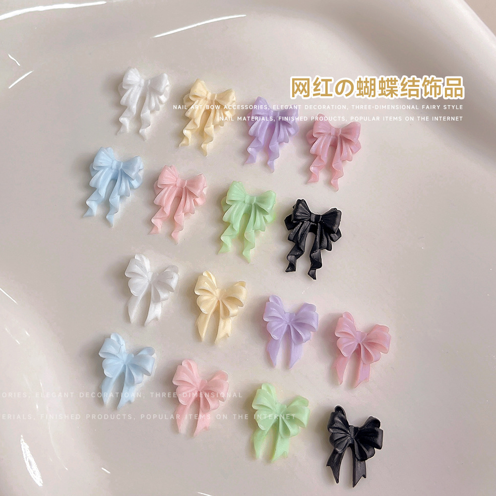 New Manicure Jewelry Bow Spring and Summer Resin Cute Three-dimensional Ribbon Bow Manicure Nail Decorations