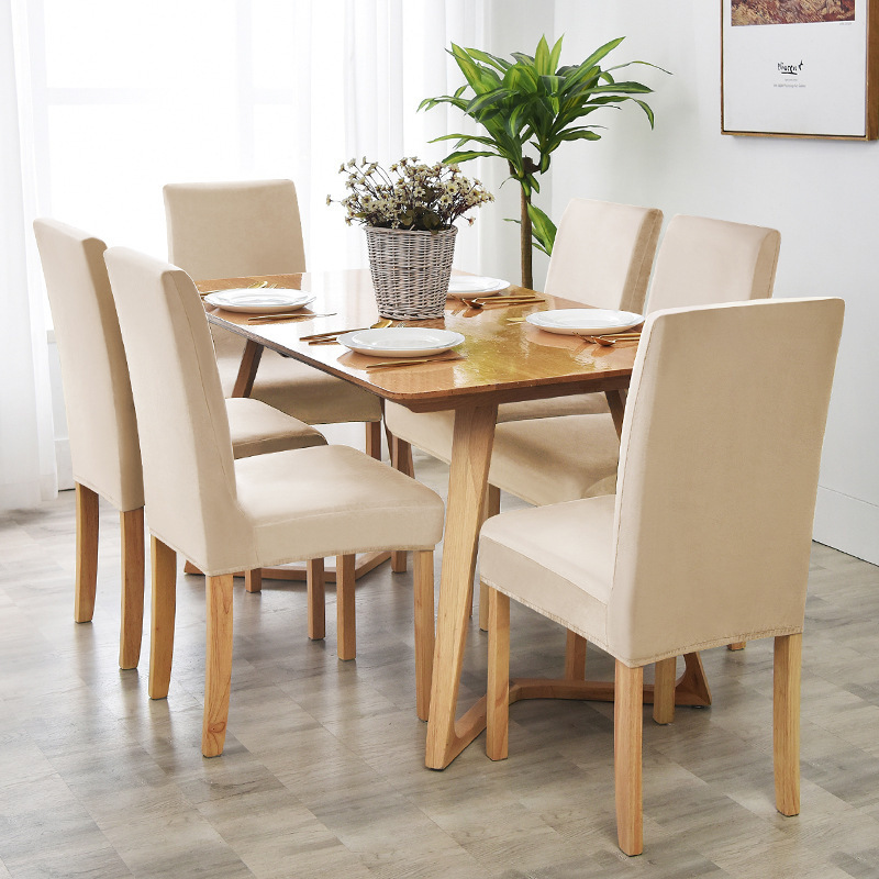 Cross-Border Silver Fox Velvet Elastic Home Hotel Dining Chair Parsons Chair Cover