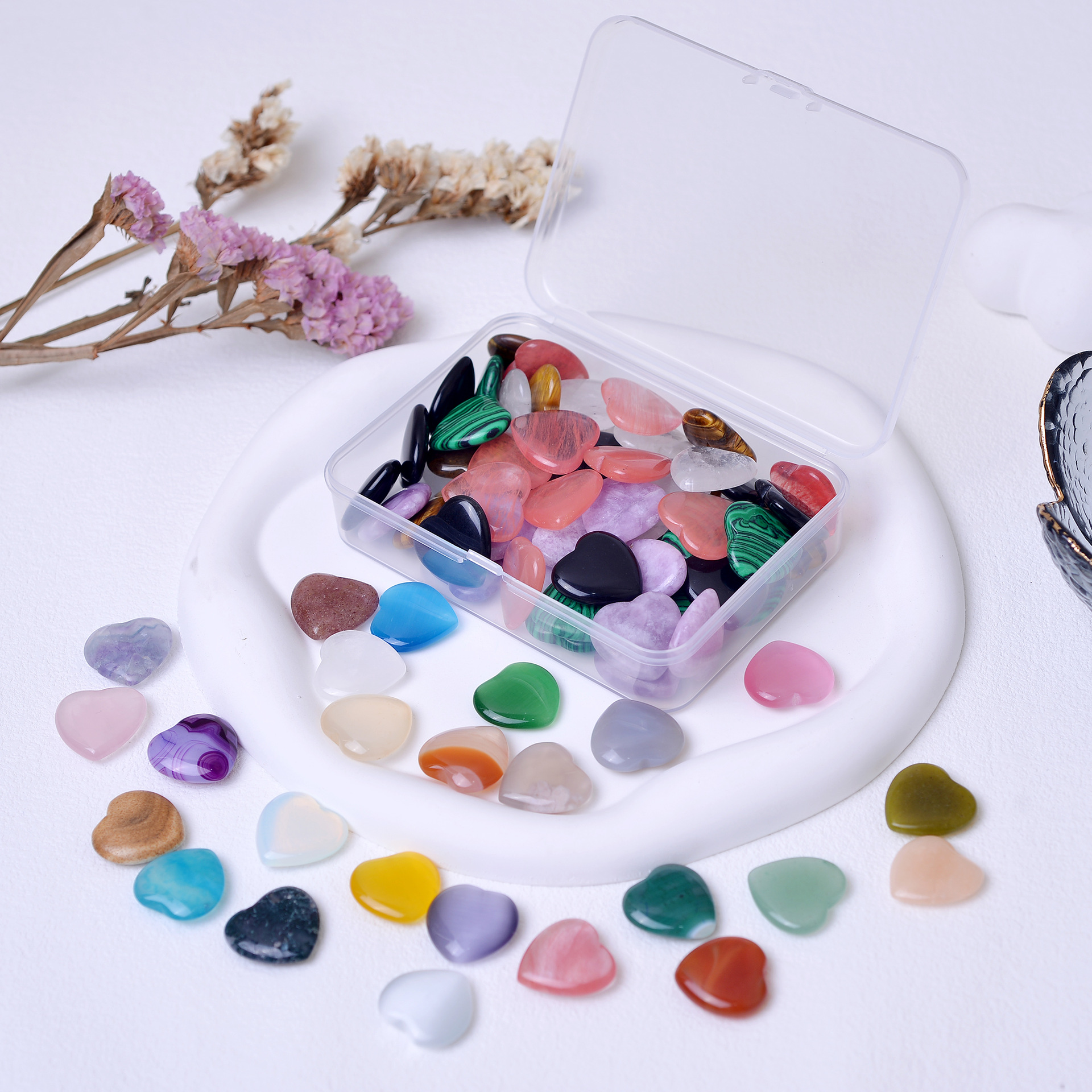 Amazon Natural Crystal 2cm Love Bare Stone Pendant Heart-shaped Ornaments Peach Heart Gem Crafts Non-porous Peach Heart