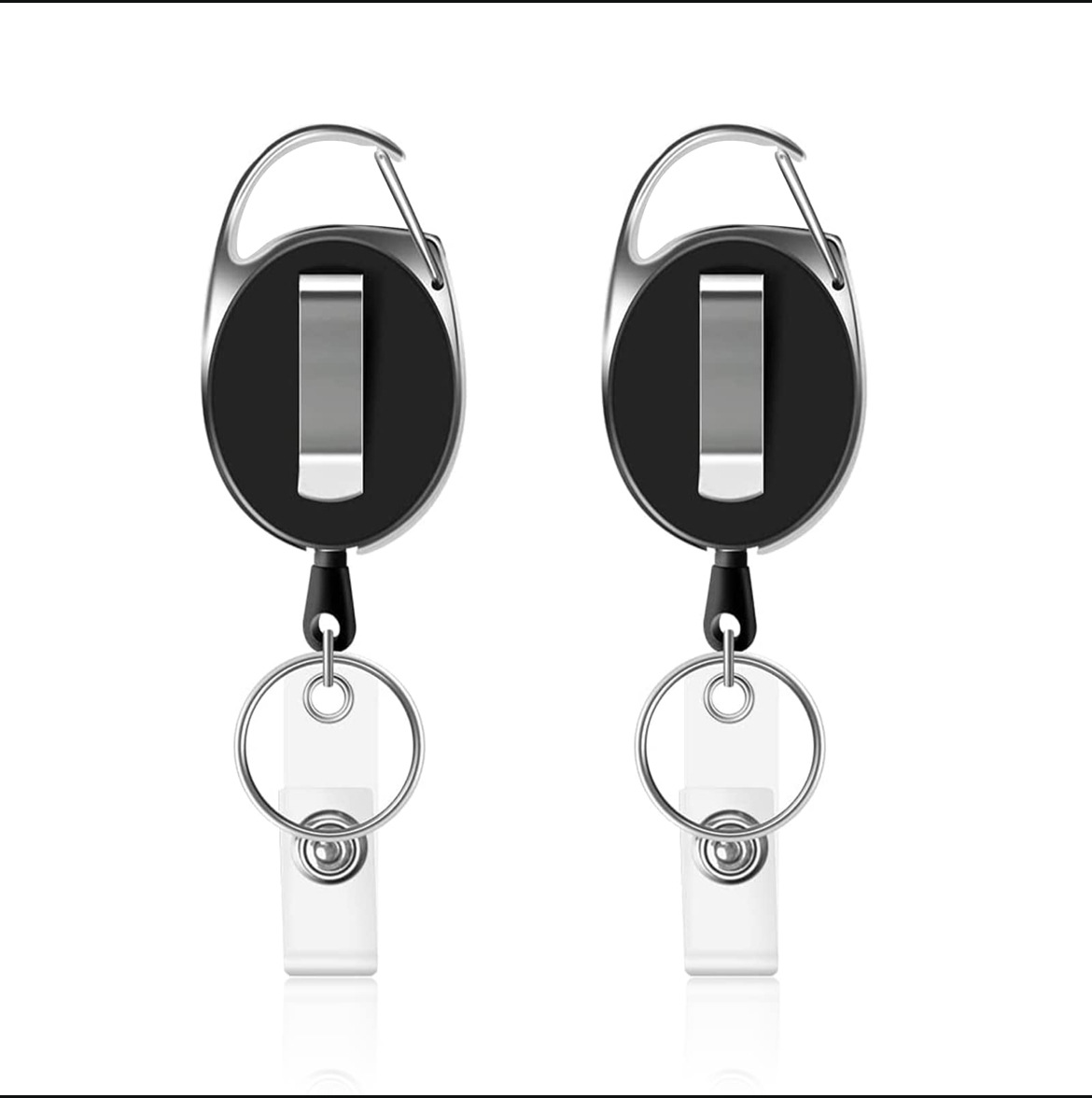 Black Oval Easy Pull Buckle Easy Pull Retractable Buckle Pull Cable ID Buckle Retractable Keychain Badge Reel