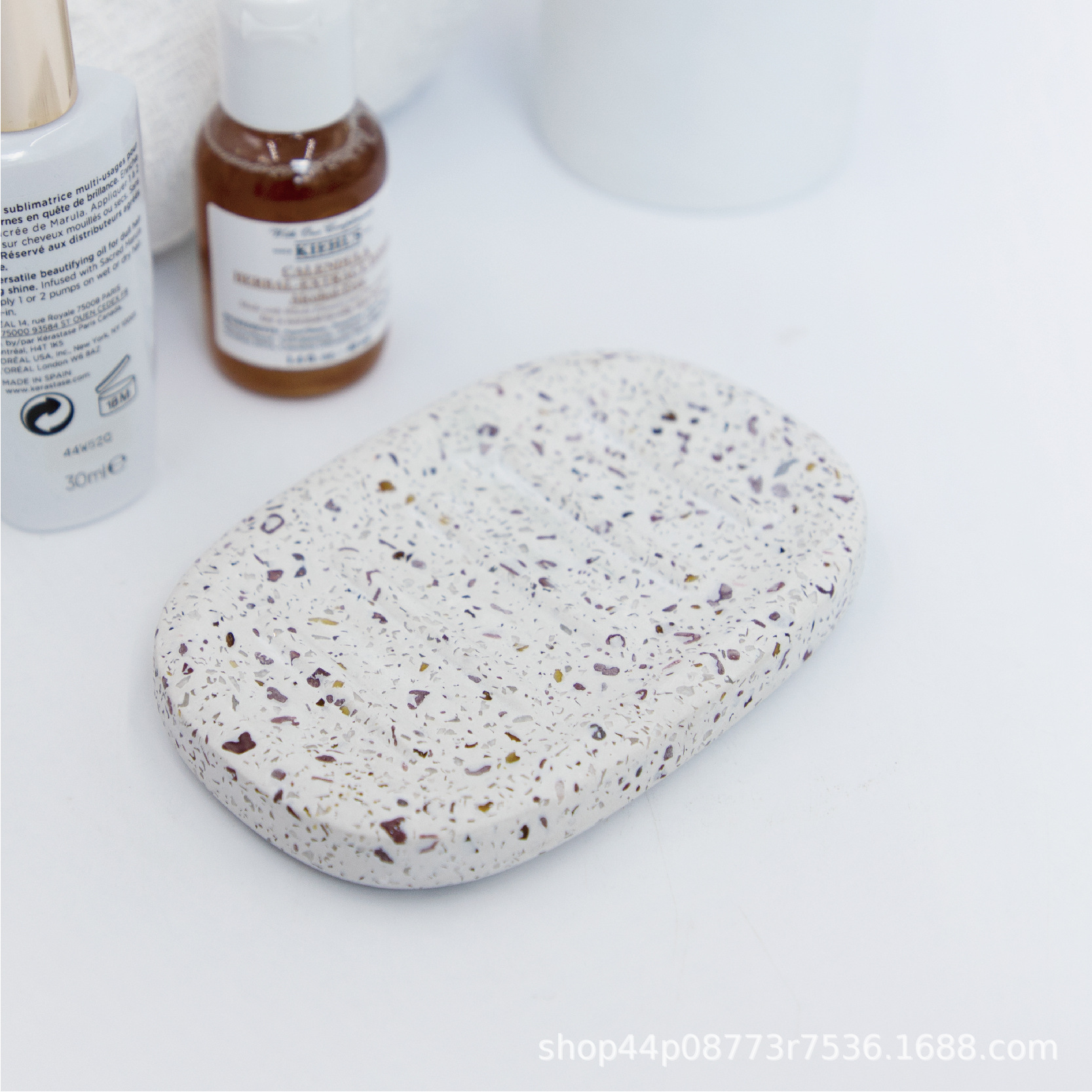 Running Terrazzo Soap Dish Household Simple Cement Soap Rack Bathroom Toilet Concrete Storage Rack