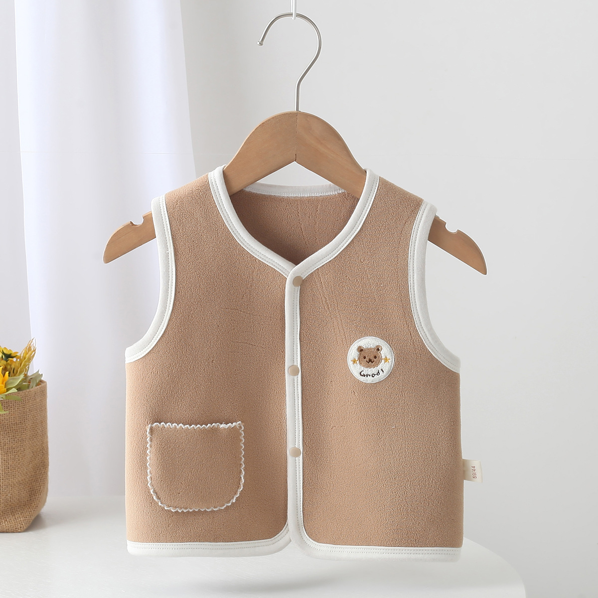 Autumn New Soft and Comfortable Double-Sided Austrian Velvet Fabric Cartoon Pattern Boneless Double-Door Vest for Infants and Young Children