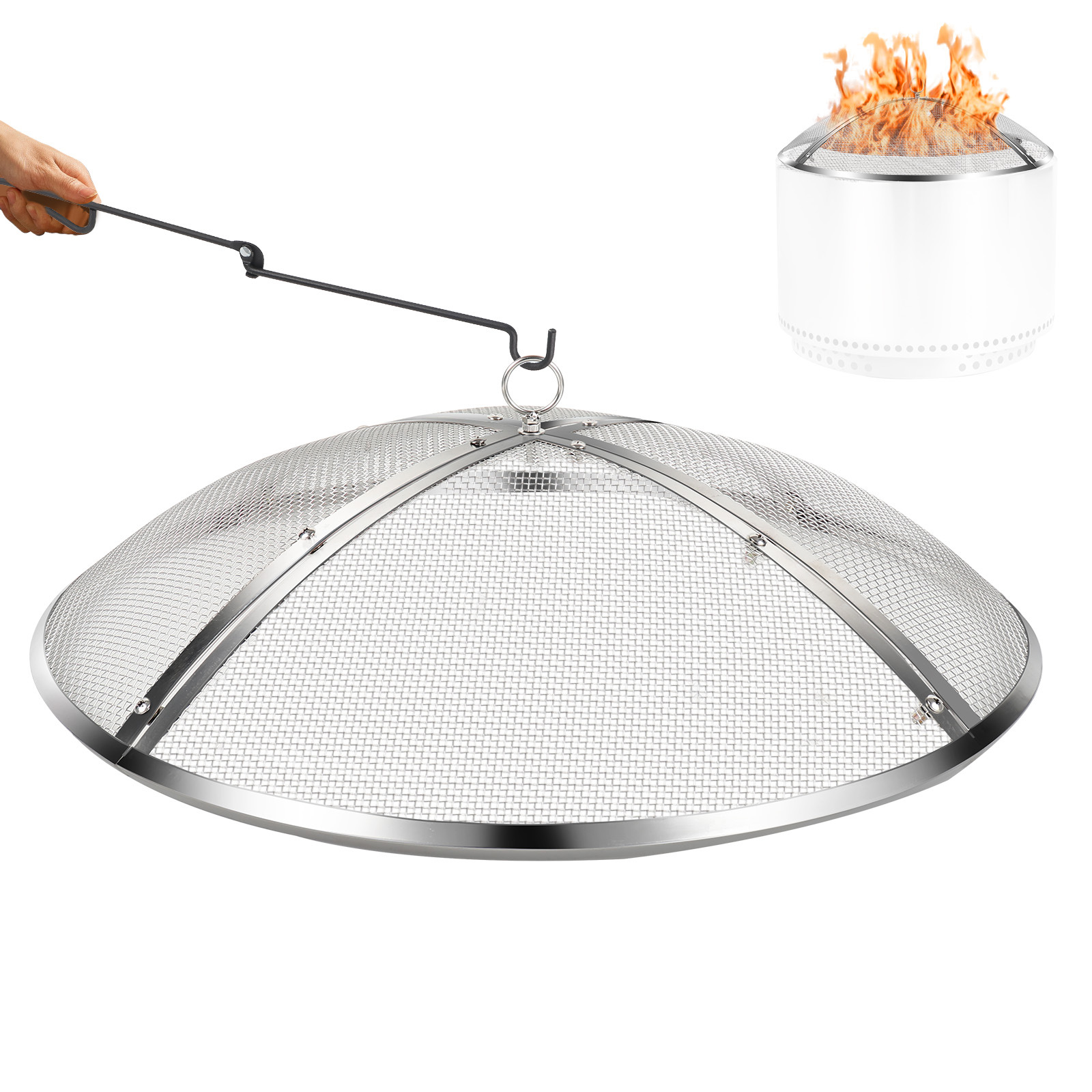 Новая складная сетка для костров Amazon, тяжелая стальная сетка для открытого огня с ручкой