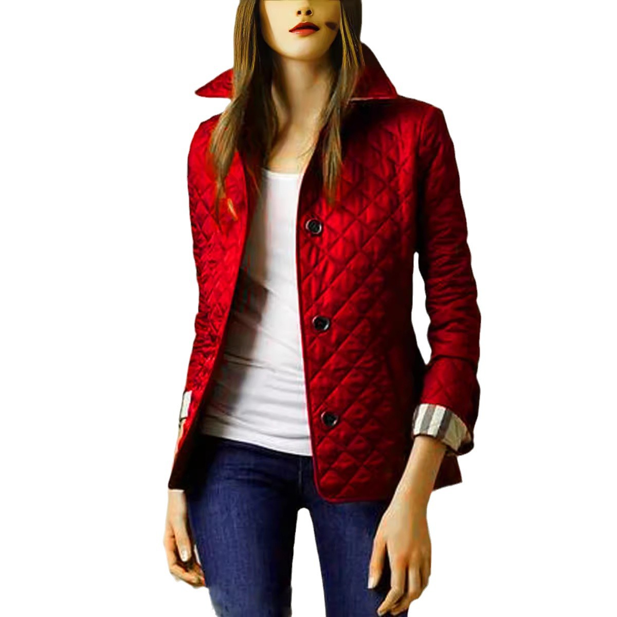 wish popular AliExpress European and American fashion temperament lapel single-breasted slim warm spinning cotton-padded jacket spot