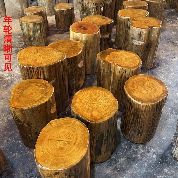 Табурет с резьбой по корням, массивный деревянный пень, чайный столик, большая подставка, круглый деревянный стол