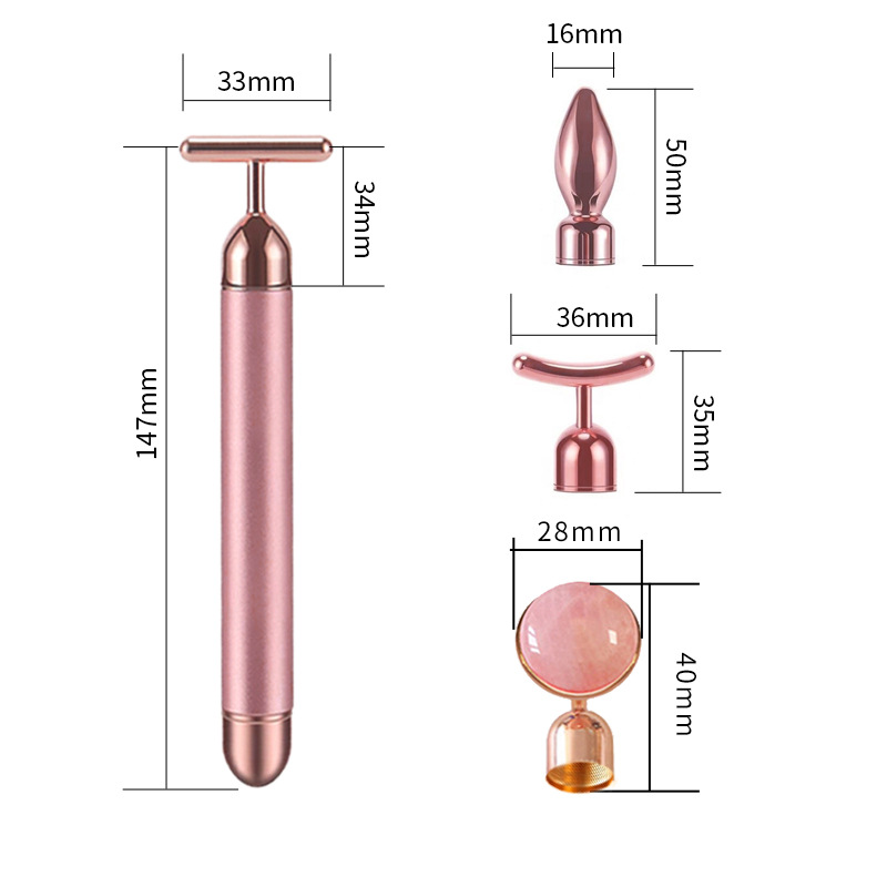 Фабричный комплект 4 в 1, электрическая палочка для подтяжки лица, массажер для красоты, нефритовая золотая массажная палочка