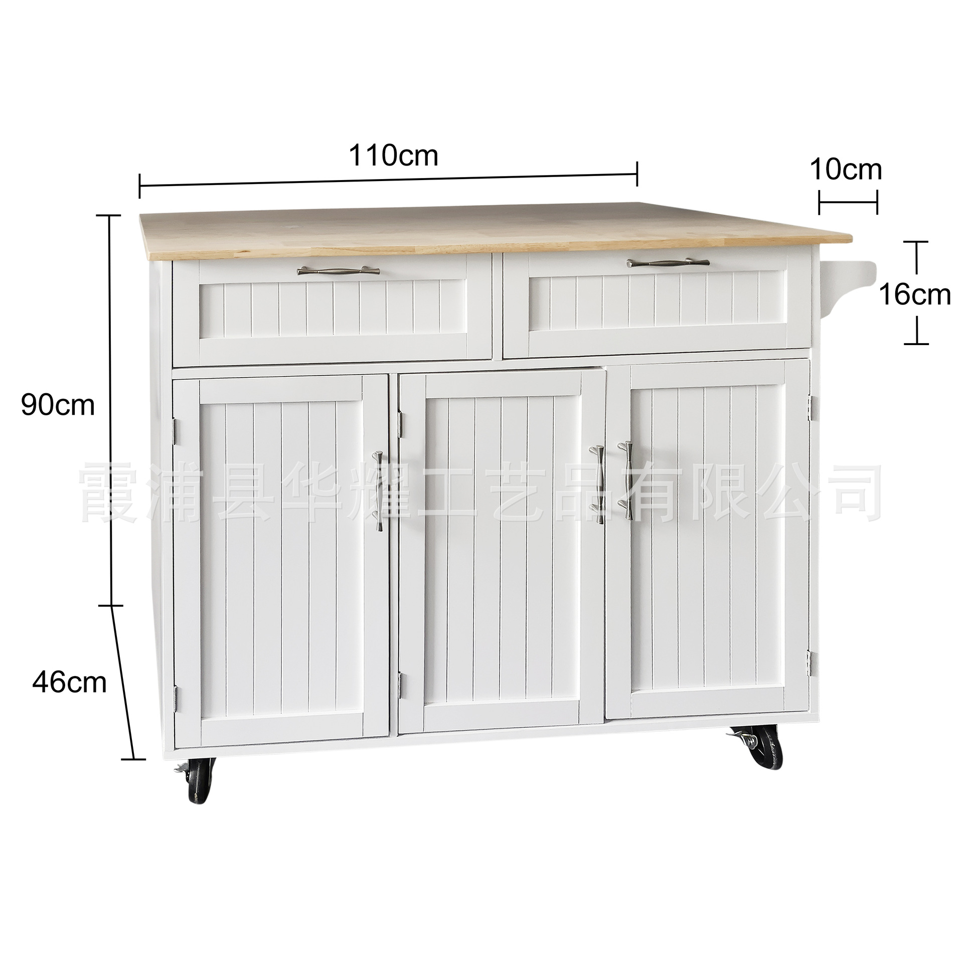 Factory Direct Sales and Sample Customization Kitchen Wooden Three-Door Two-Drawer Solid Wood Desktop Storage Island Towel Rack Dining Cart