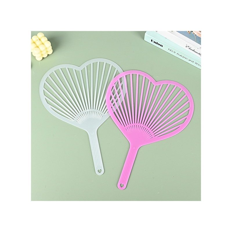 DIY Star Support Fan Advertising Fan Plastic Blank Solid Color Fan Black and White Heart-shaped Fan Handle Oversized Love Fan