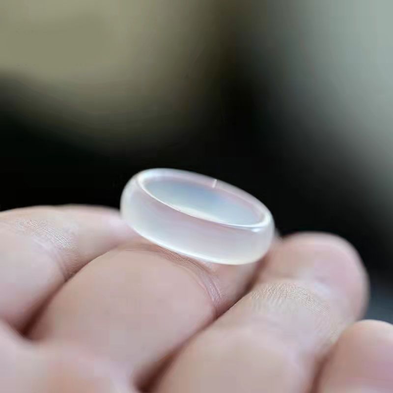 White chalcedony ring hand-held ring special fine ring card 6mm 9mm ring special