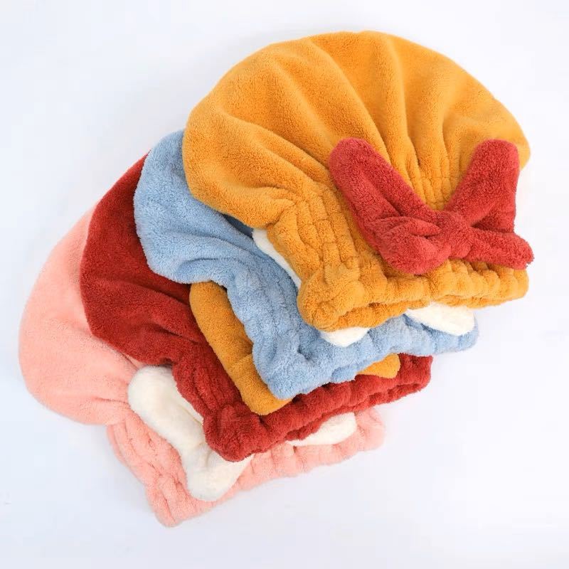 Hot-selling hair drying cap absorbent shower cap female super quick-drying cute hair drying towel hair washing bow knot bag headscarf wholesale