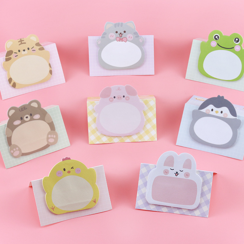 Korean Cute Cartoon Animal Sticky Notes Creative Animal Standing Message Memo Sticky Notes Can Be Customized with Logo