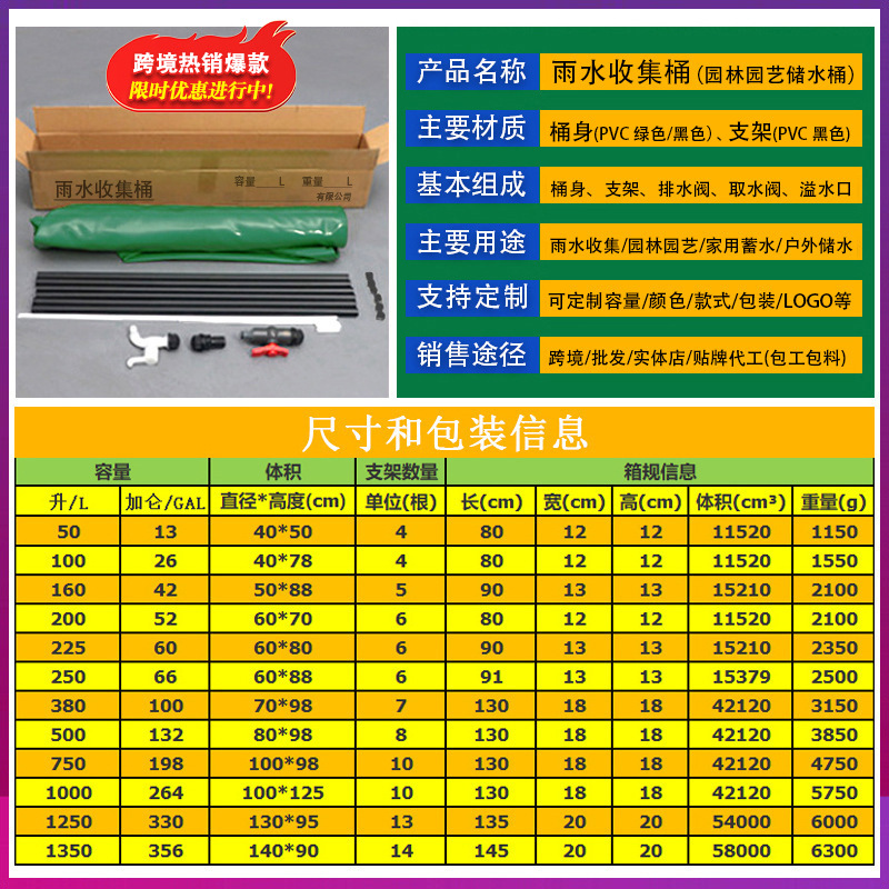 Outdoor Rainwater Collection Bucket Gardening Garden Water Storage Bucket PVC Household Folding Portable Water Storage Bucket Car Washing Bucket