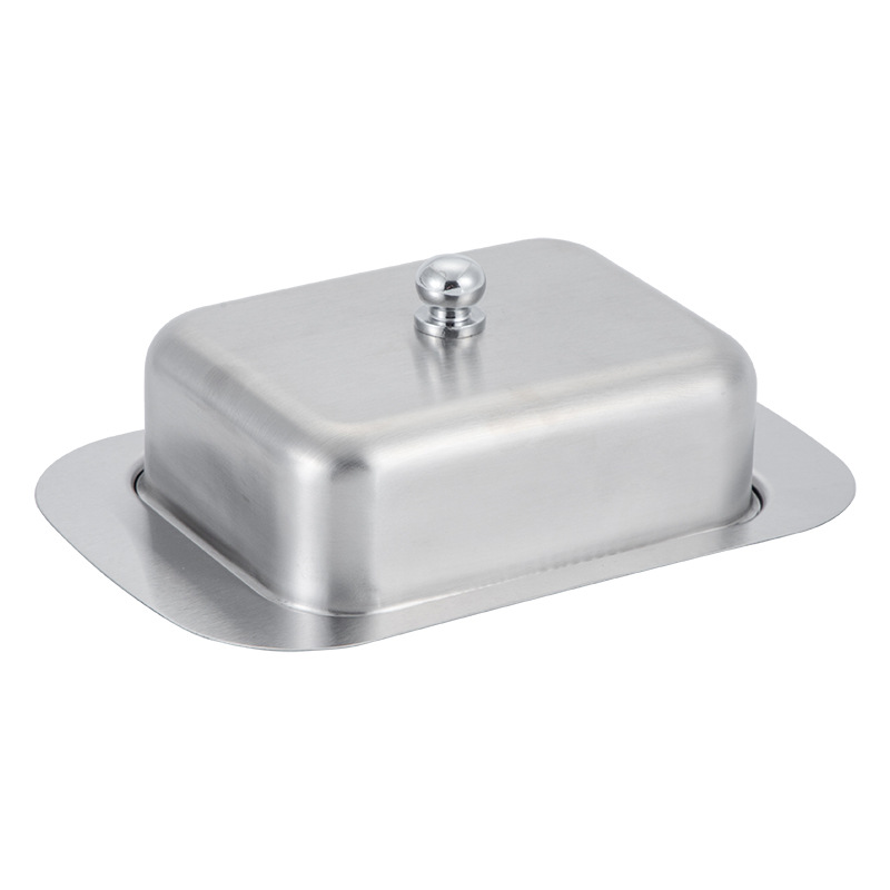 Spot Wholesale Stainless Steel Butter Dish with Lid Butter Cheese Dish Butter Box Butter Plate Butter Dish Butter Knife