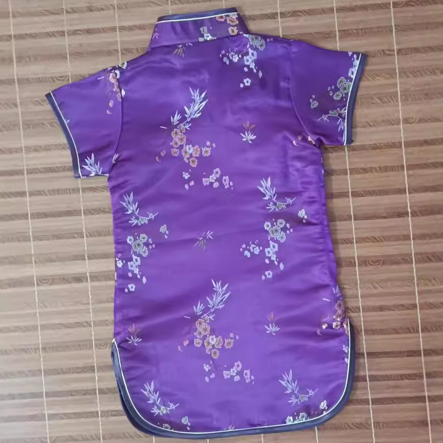 Factory direct supply brocade plum bamboo children's cheongsam cute satin red princess skirt foreign trade girls New Year dress