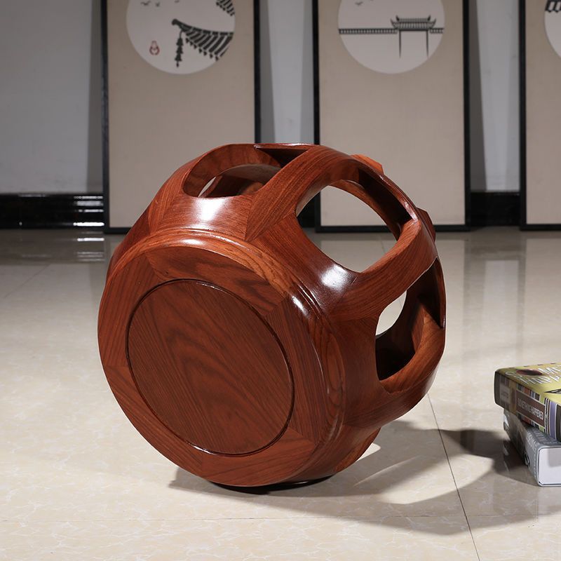 Китайский антикварный круглый табурет из массива дерева, табурет из красного дерева, низкий табурет для кофейного столика