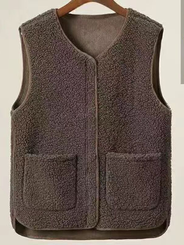 Women's Lamb Velvet Vest Grain Velvet Lamb Wool Fashion Vest New Mom fleece-lined