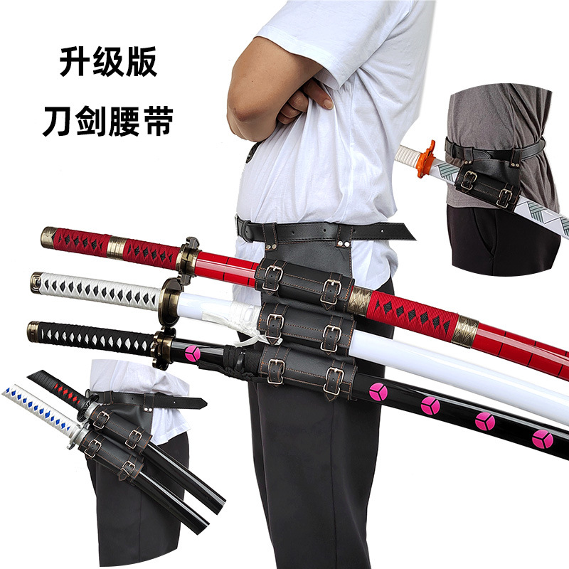 Горячая Распродажа Косплей Демон Убийца Зоро Деревянный Нож PU Пластиковый Держатель Аксессуары Аниме Меч Специальный Пояс Кожаный Пояс